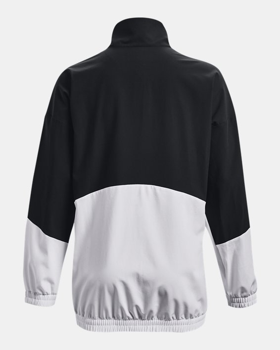 Women's UA Woven Oversized Full-Zip Jacket, Black, pdpMainDesktop image number 6